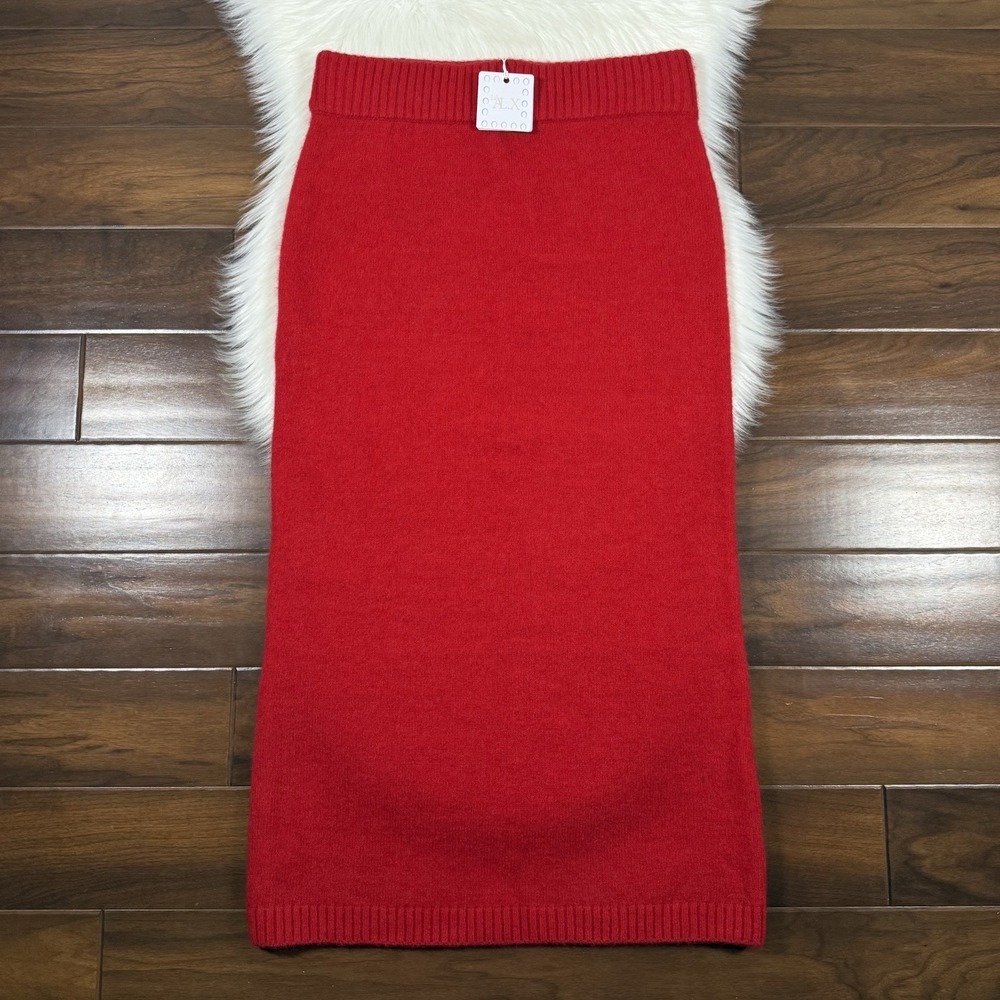 Le' AL.X Women's Size Medium Ruby Red‎ Wool Mohair Blend Sweater Knit Maxi Skirt